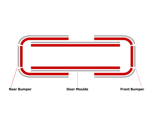 Body Decal Stripe Kit (Red / Silver) Holden VL Berlina - BD1117