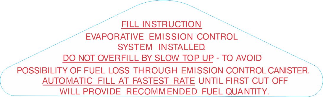 Fuel Filler Door Decal ‘Fill Instructions’ Holden HQ HJ HX HZ LH LX UC - BD1121