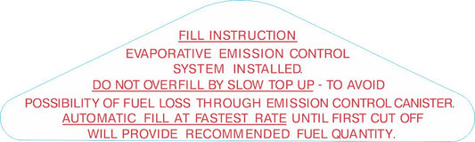Fuel Filler Door Decal ‘Fill Instructions’ Holden HQ HJ HX HZ LH LX UC - BD1121