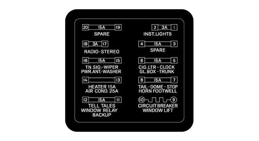 Fuse Cover Decal Holden HQ HJ - BD1202