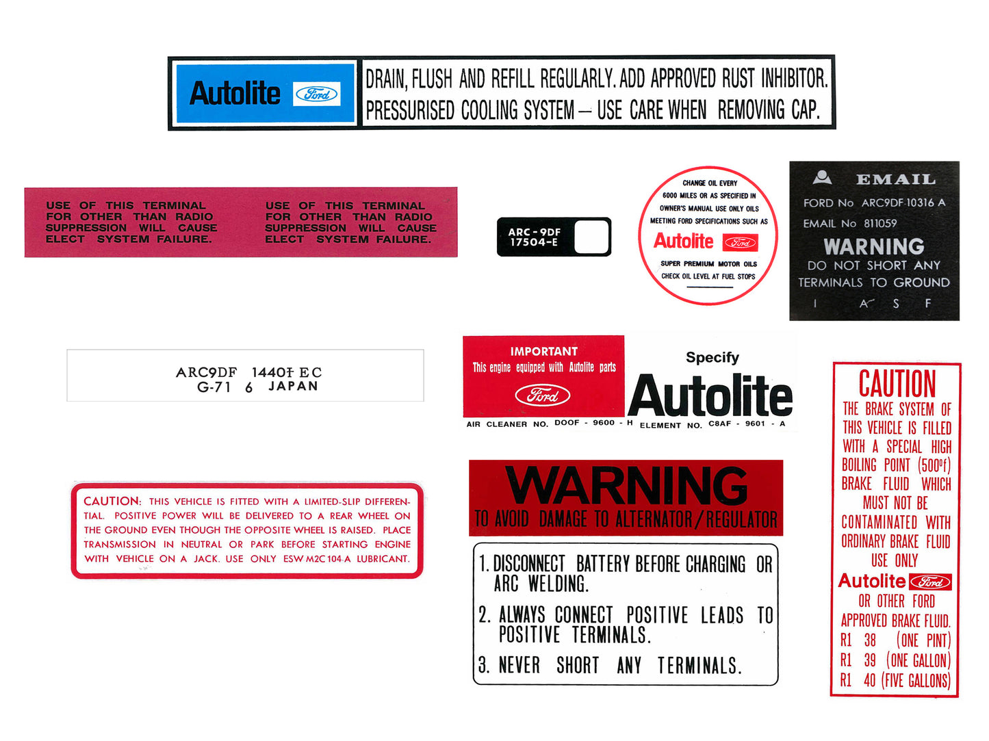 Engine Bay Decal Kit Ford XY GT - BD2001