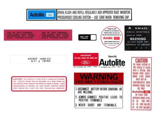 Engine Bay Decal Kit Ford XY GT - BD2001