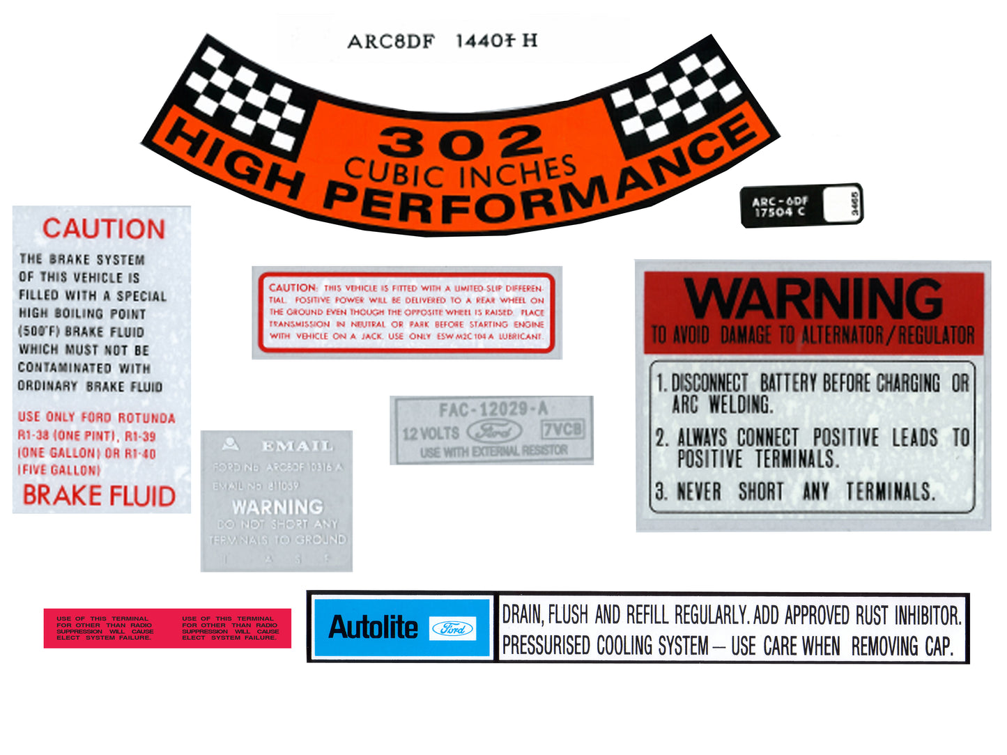 Engine Bay Decal Kit ‘302 High Performance’ Ford XT GT - BD2034