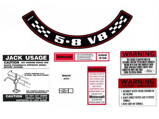 Engine Bay Decal Kit ‘5.8 V8’ Ford XC ZH - BD2075