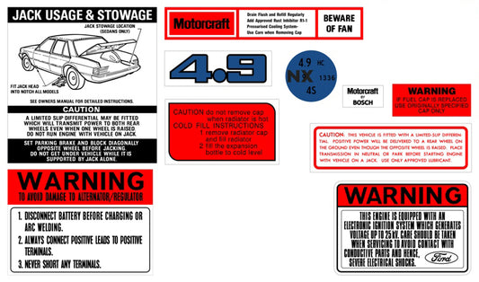 Engine Bay Decal Kit ‘4.9 V8’ Ford XE ZK - BD2078