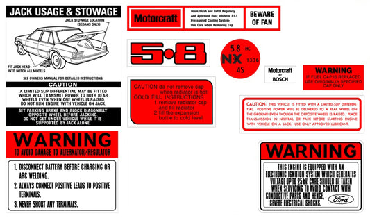 Engine Bay Decal Kit ‘5.8 V8’ XE ZK - BD2079