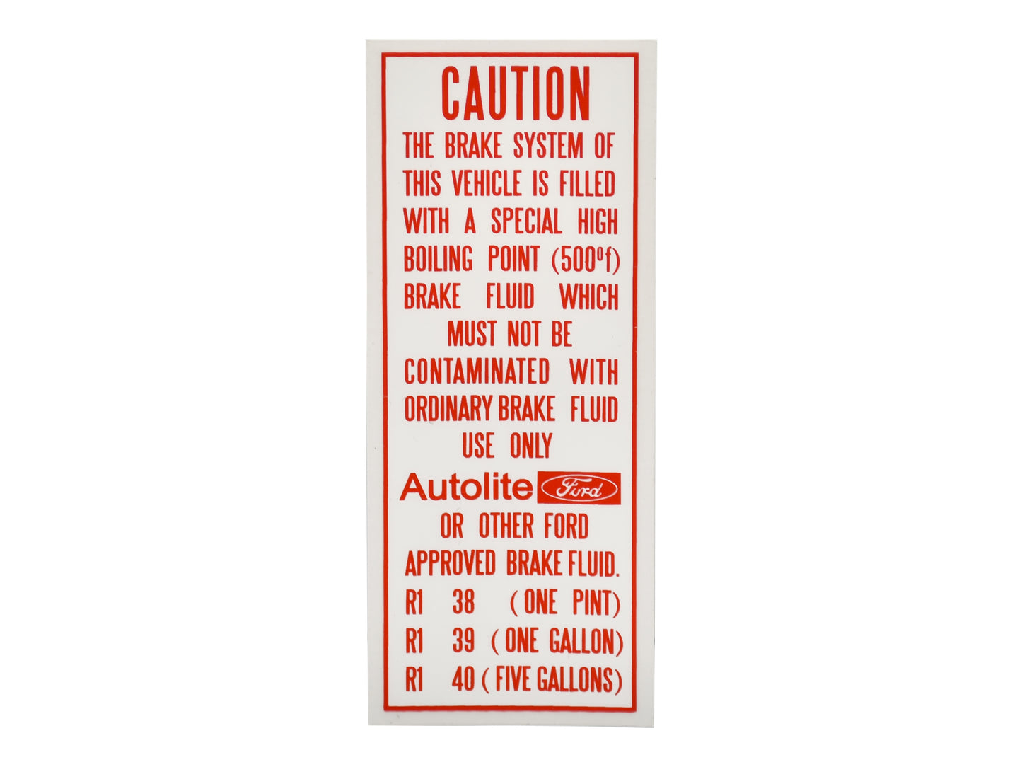 Brake Fluid Decal ‘Autolite’ Ford XW XY ZC ZD - BD4226