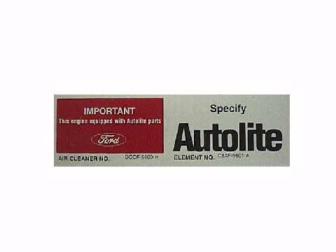 Air Cleaner Decal ‘Autolite’ Ford XY GT - BD4383
