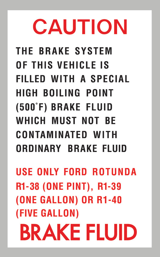 Brake Fluid Decal Ford XR XT GT ZA - BD4399