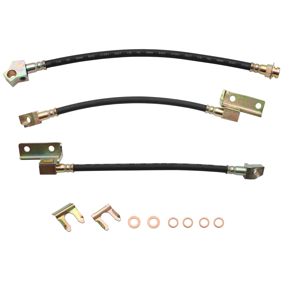 Front & Rear Brake Hose Kit (Front Disc / Rear Drum) Ford XW XY XA ZC ZD ZF - BHK2005