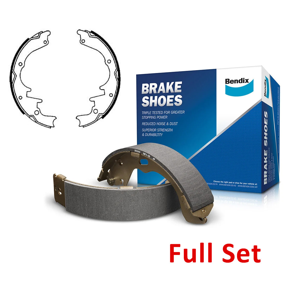 Bendix Rear Drum Brake Shoes Holden HK HT HG (W/ Drum Front) HQ HJ HX HZ WB - BS1337