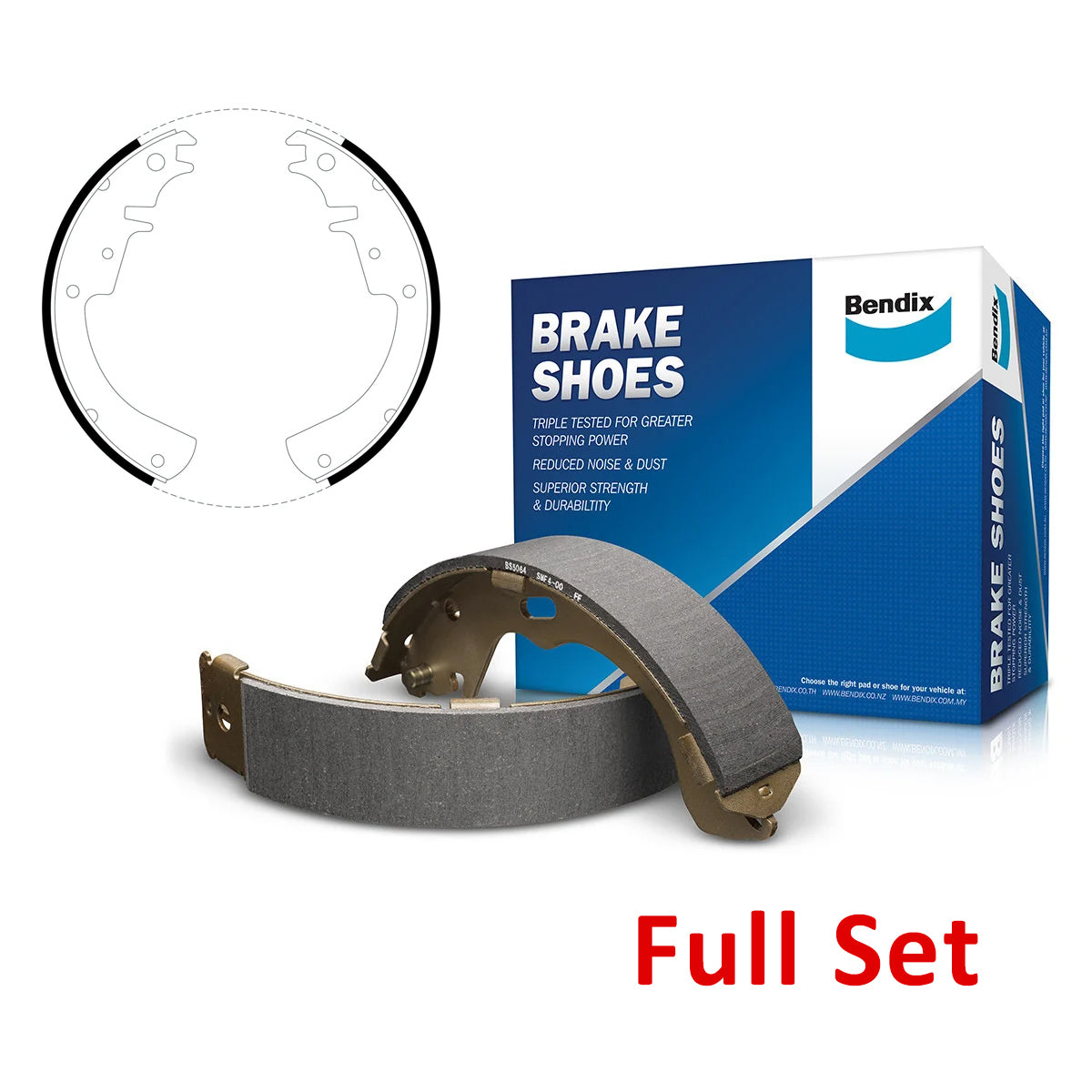 Bendix Rear Drum Brake Shoes Holden UC VB VC VH VK VL JB-JE TD-TG - BS1385