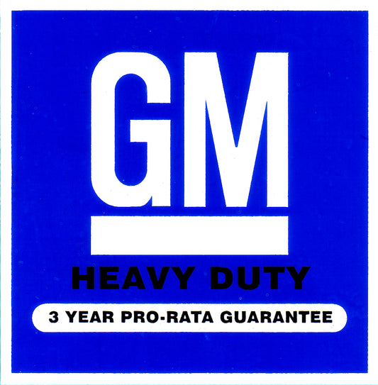 Battery Decal ‘GM Heavy Duty’ Holden HJ HX LH LX - DB1000
