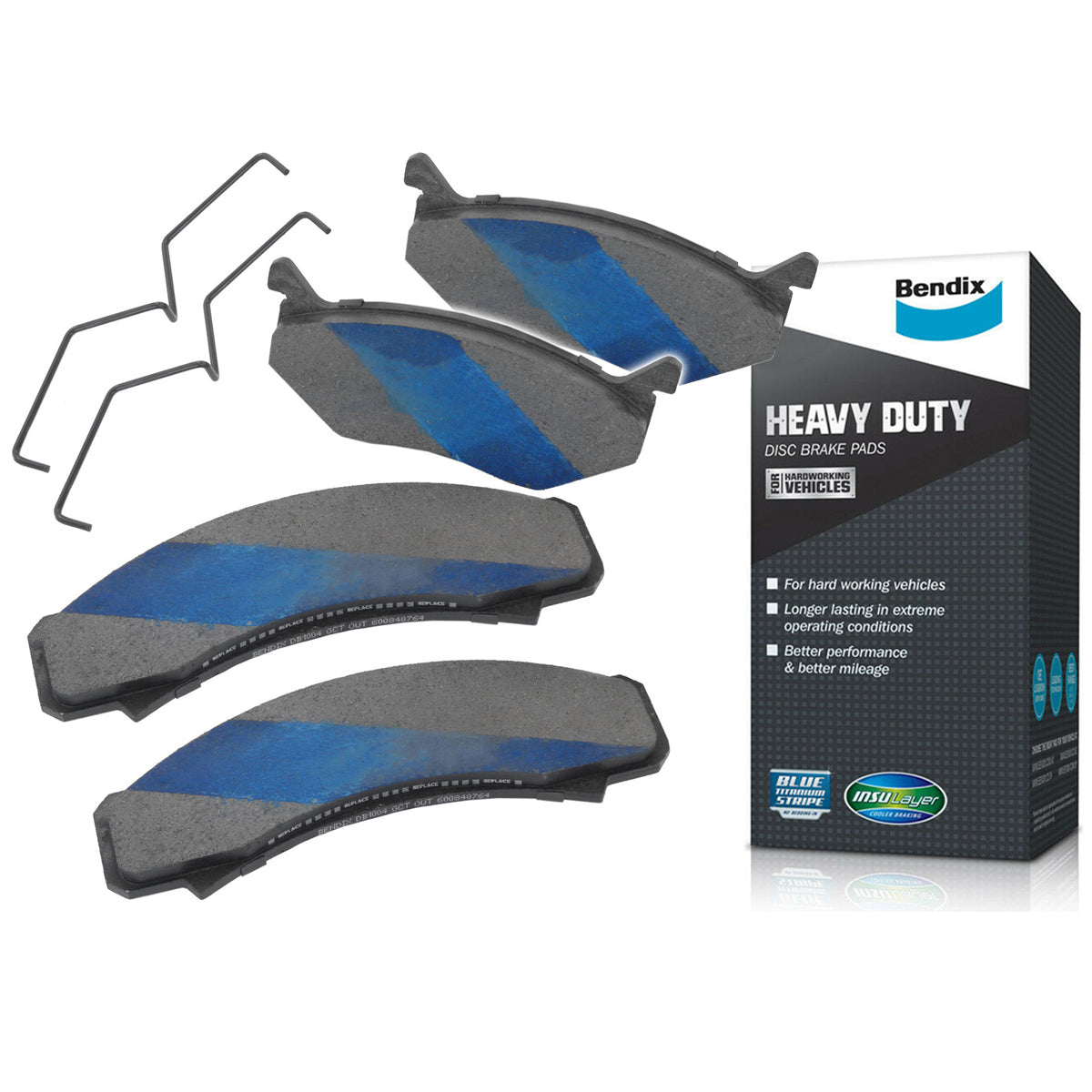Bendix Heavy Duty Front Disc Brake Pads (Girlock Cast Iron Caliper) Holden HQ HJ HX / Ford XB XC XD ZG / Valiant VG-CL - DB1004HD