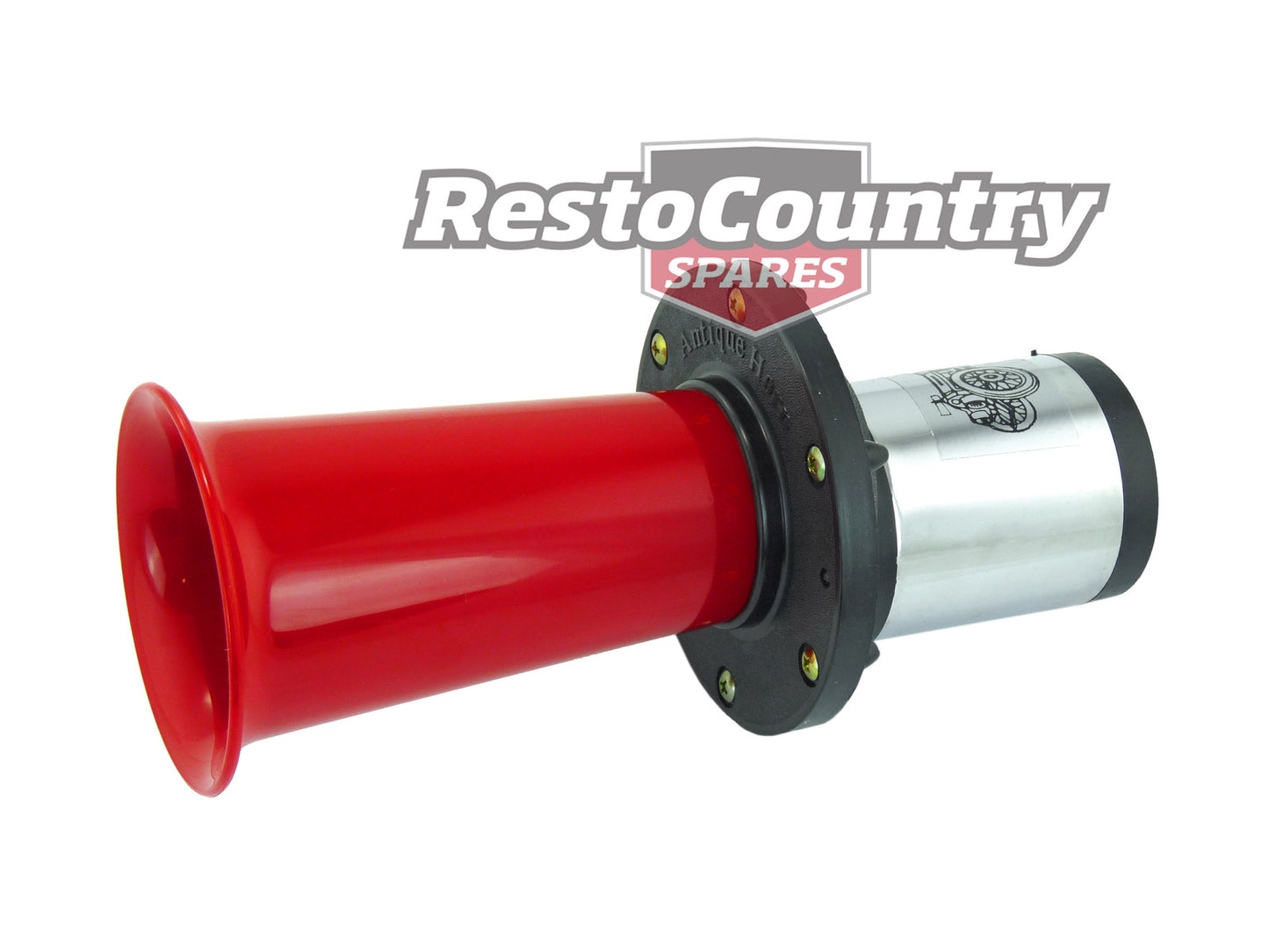 KLAXON Ahooga Arooga Horn 12 Volt Red / Silver suit Holden Ford Old School - DL1155