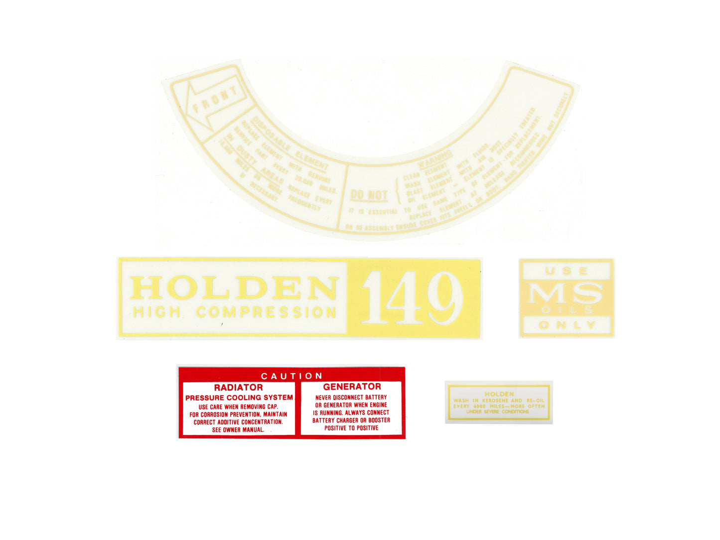 Engine Bay Decal Kit ‘149’ Holden HD - ED1003
