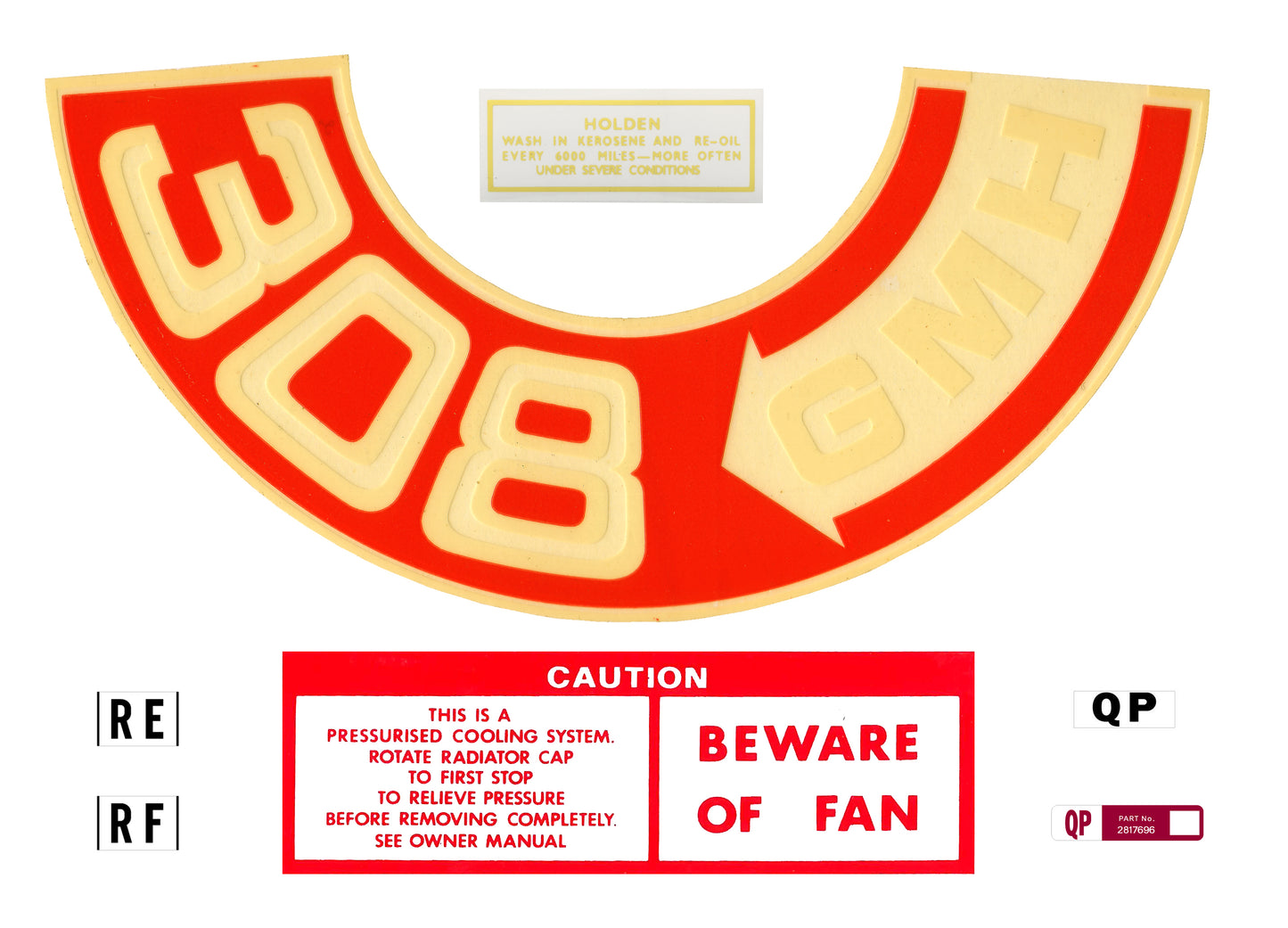 Engine Bay Decal Kit ‘308 GMH’ Holden HQ - ED1007