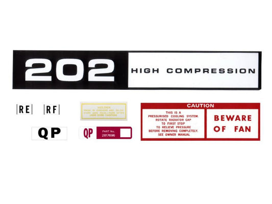 Engine Bay Decal Kit ‘202’ Holden HQ - ED1007A