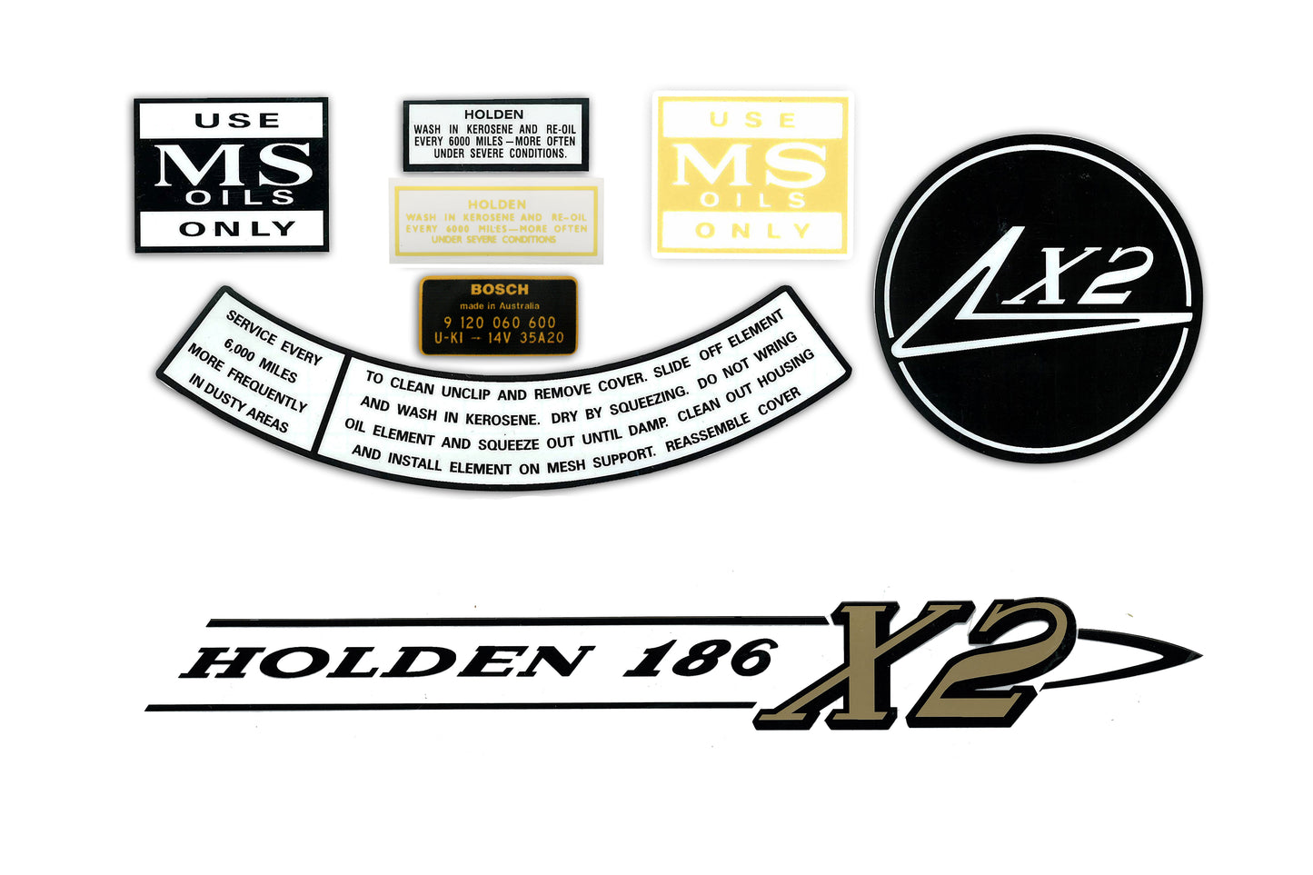 Engine Bay Decal Kit ‘X2 186’ Holden HR - ED1009
