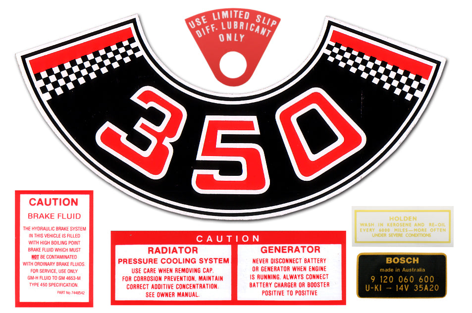 Engine Bay Decal Kit ‘350’ Holden HT HG - ED1013
