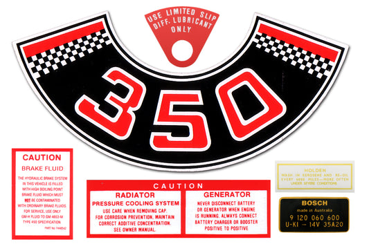 Engine Bay Decal Kit ‘350’ Holden HT HG - ED1013
