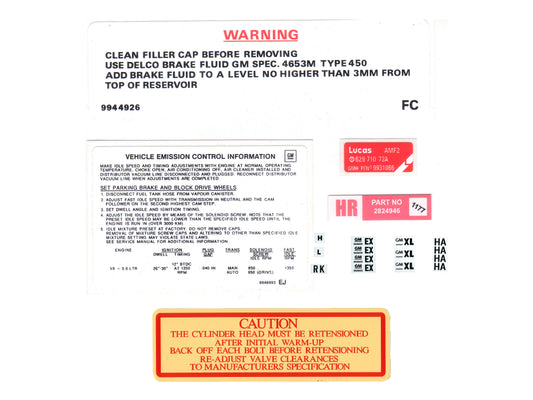 Engine Bay Decal Kit Holden LX - ED1014