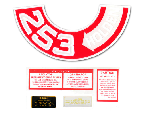 Engine Bay Decal Kit ‘253 Holden’ Holden HT HG - ED1016