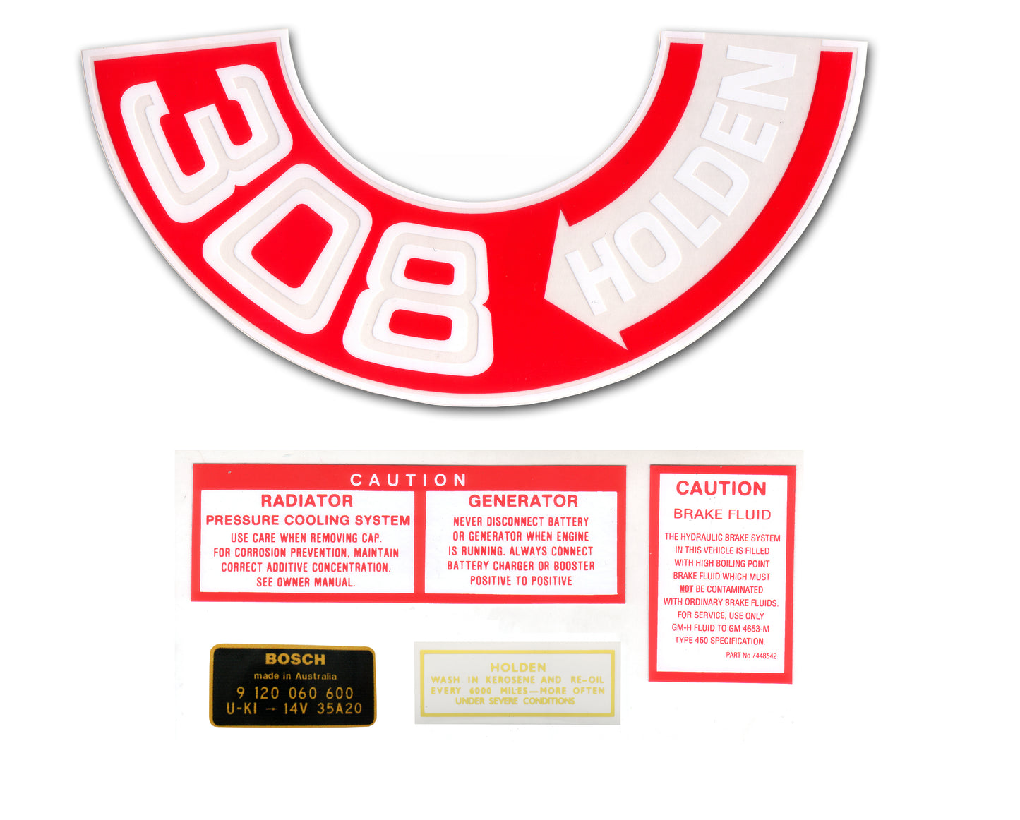 Engine Bay Decal Kit ‘308 Holden’ Holden HT HG - ED1017