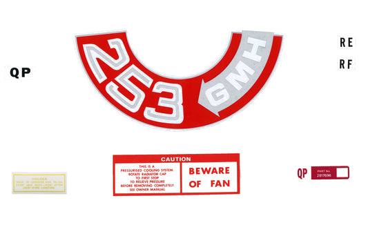 Engine Bay Decal Kit ‘253 GMH’ Holden HQ - ED1018