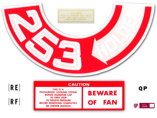 Engine Bay Decal Kit ‘253 Holden’ Holden HQ - ED1020