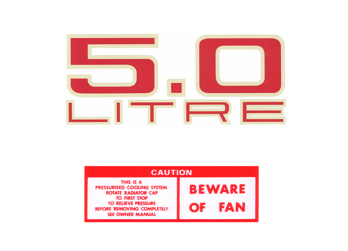 Engine Bay Decal Kit ‘5.0 Litre’ Holden HJ LH - ED1022