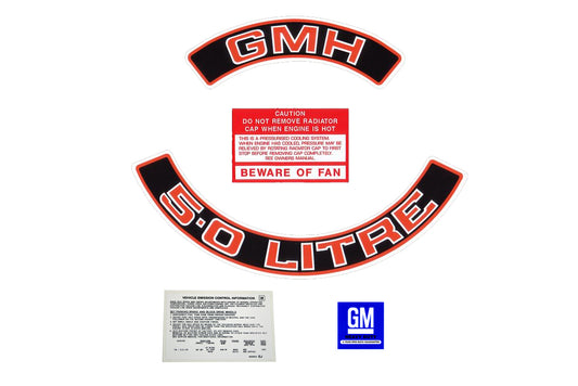 Engine Decal Kit ‘5.0 Litre’ (Red) Holden HX HZ VB - ED1024