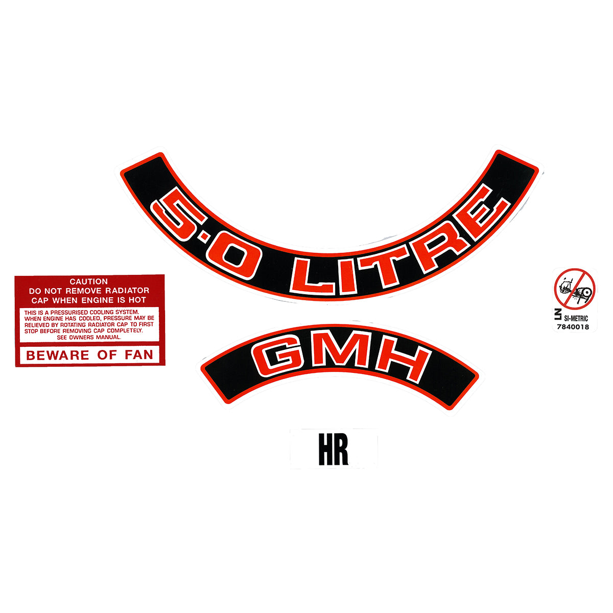 Engine Decal Kit ‘5.0 Litre’ (Red) Holden VK - ED1024C