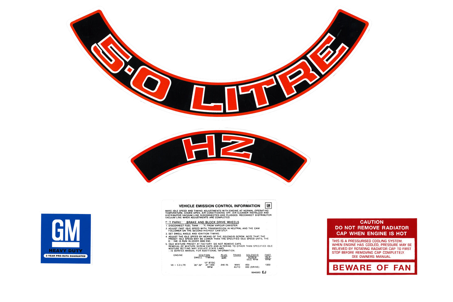 Engine Decal Kit ‘5.0 Litre’ (Red) Holden HZ - ED1026