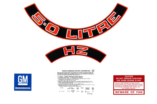 Engine Decal Kit ‘5.0 Litre’ (Red) Holden HZ - ED1026