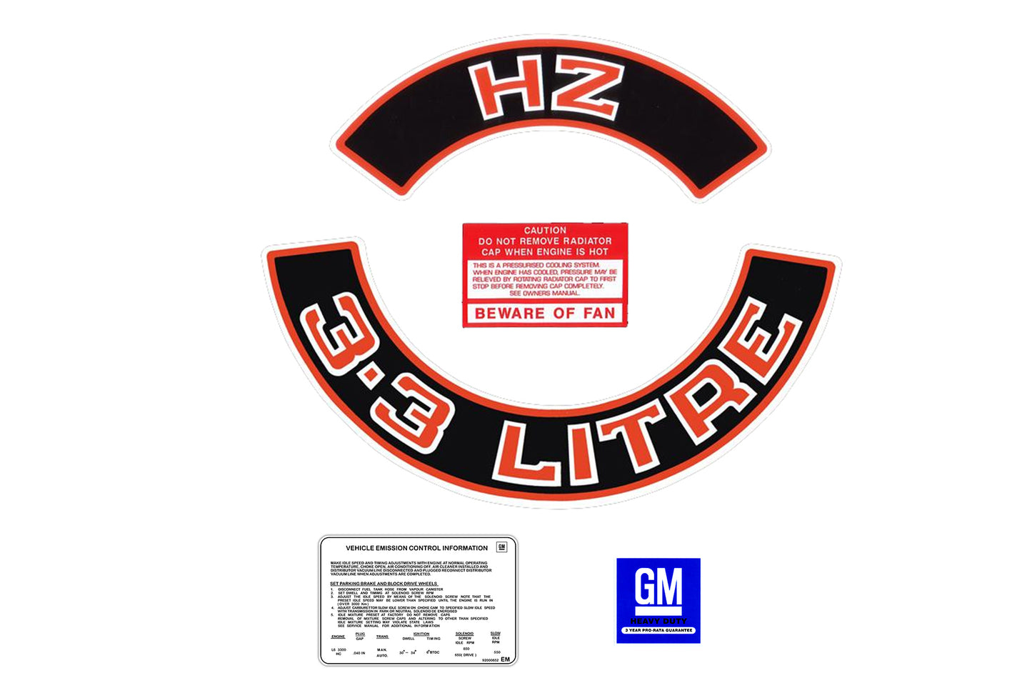 Engine Decal Kit ‘3.3 Litre’ (Red) Holden HZ - ED1027