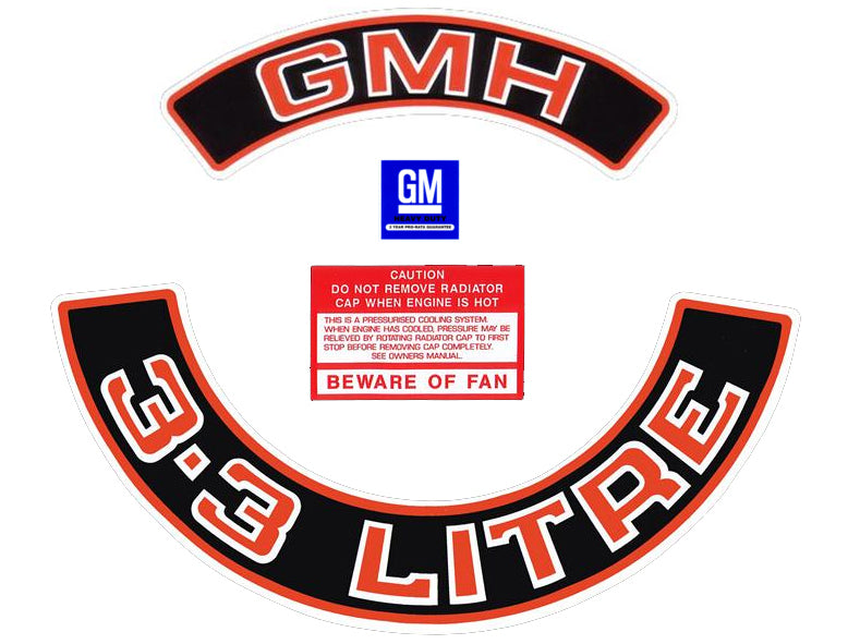 Engine Decal Kit ‘3.3 Litre’ (Red) Holden HZ WB VB - ED1028