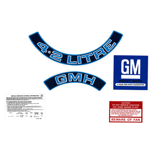 Engine Decal Kit ‘4.2 Litre’ (Blue) Holden HZ WB VB - ED1029
