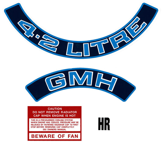 Engine Decal Kit ‘4.2 Litre’ (Blue) Holden VC VH - ED1029A