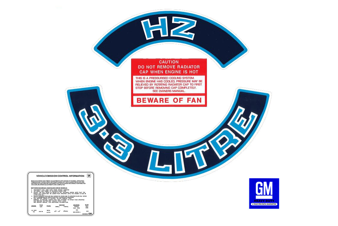 Engine Decal Kit ‘3.3 Litre’ (Blue) Holden HZ - ED1036