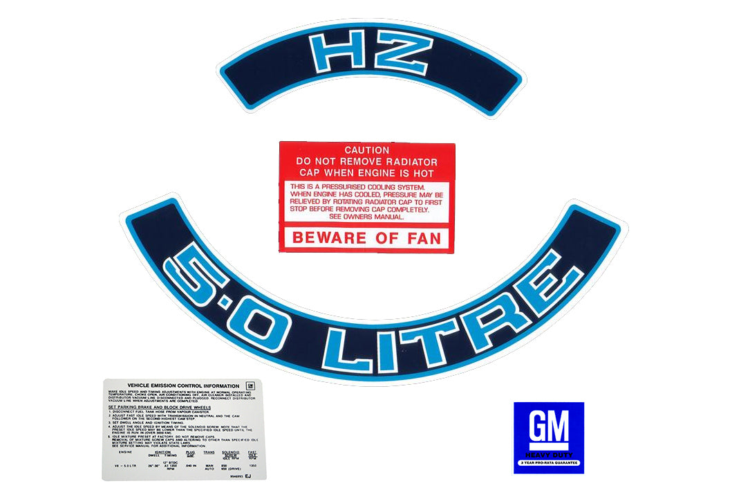 Engine Decal Kit ‘5.0 Litre’ (Blue) Holden HZ - ED1037
