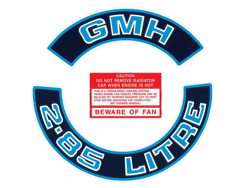 Engine Decal Kit ‘2.85 Litre’ (Blue) Holden VB VC VH VK - ED1038