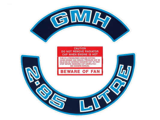 Engine Decal Kit ‘2.85 Litre’ (Blue) Holden VB VC VH VK - ED1038