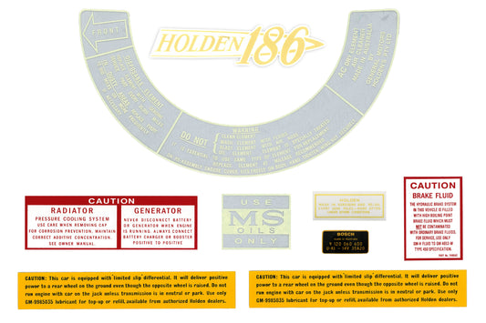 Engine Bay Decal Kit ‘186’ Holden HK HT HG - ED1045