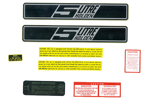 Engine Bay Decal Kit ‘5.0 Litre’ Holden HK - ED1046