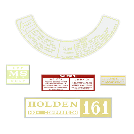 Engine Bay Decal Kit ‘161’ Holden HR HK HT HG - ED1049