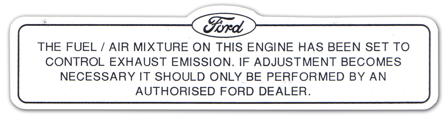 Vehicle Emission Control Decal Ford XA XB - ED2008