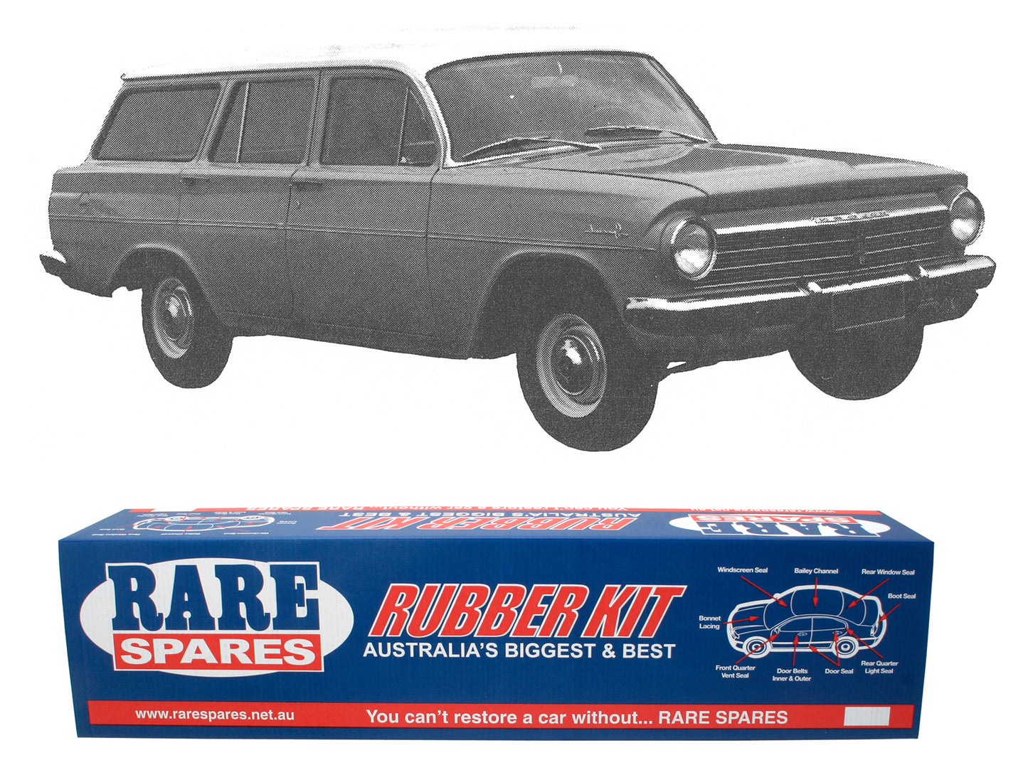 Body Rubber Kit Holden EH Wagon (Grey) - EH2G