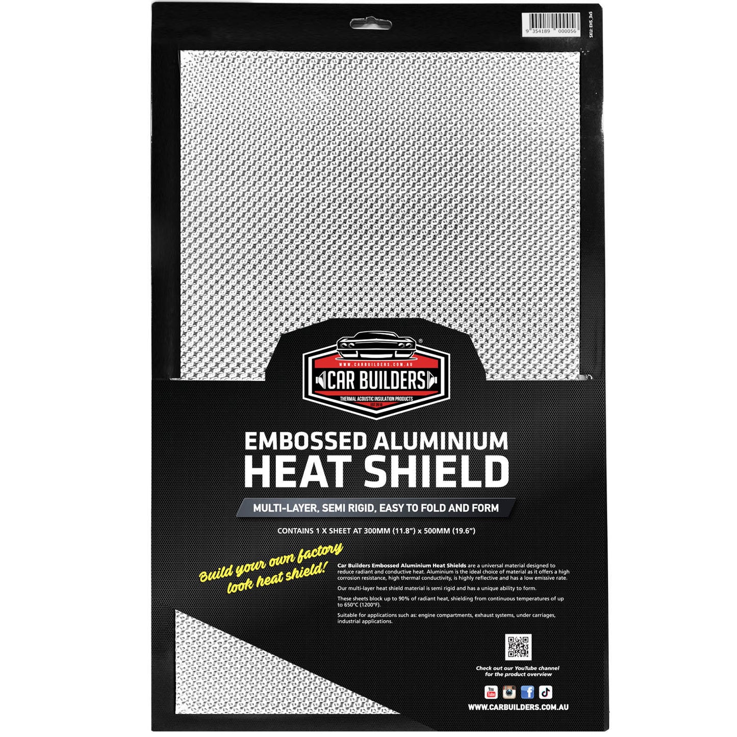 Car Builders Aluminium Heat Shield 300mm x 500mm - EHS3X5