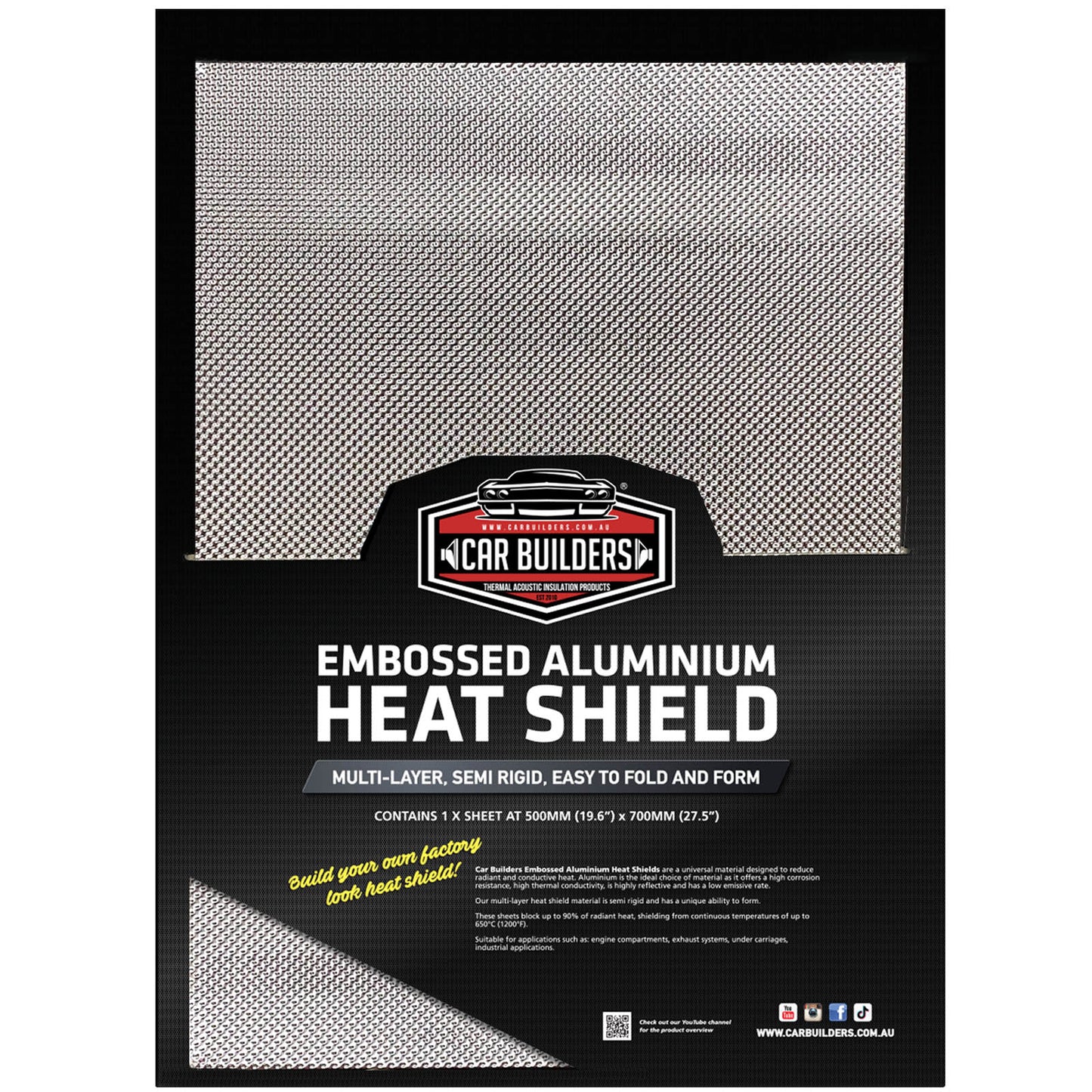 Car Builders Aluminium Heat Shield 500mm x 700mm - EHS5X7